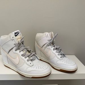 Nike white leather sky hi wedge